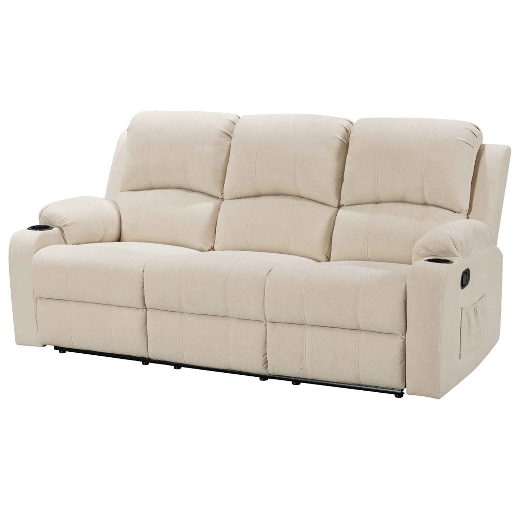 SOFA RECLINABLE TELA CX035B-53# 3PUESTOS C/ PORTAVASOS