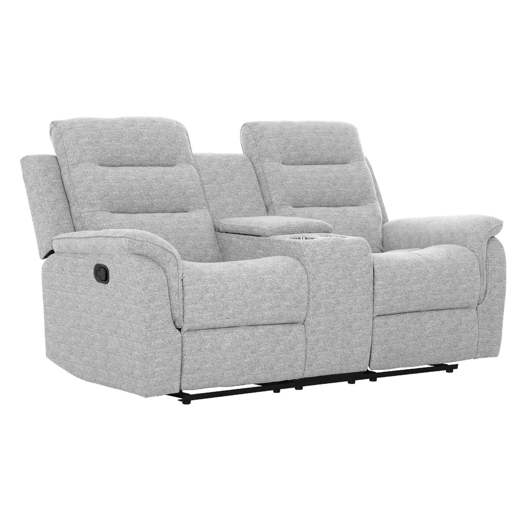 SOFA RECLINABLE TELA RR5549BF52DD# 2 PUESTO  WHITE-C1009# C/ PORTAVASOS