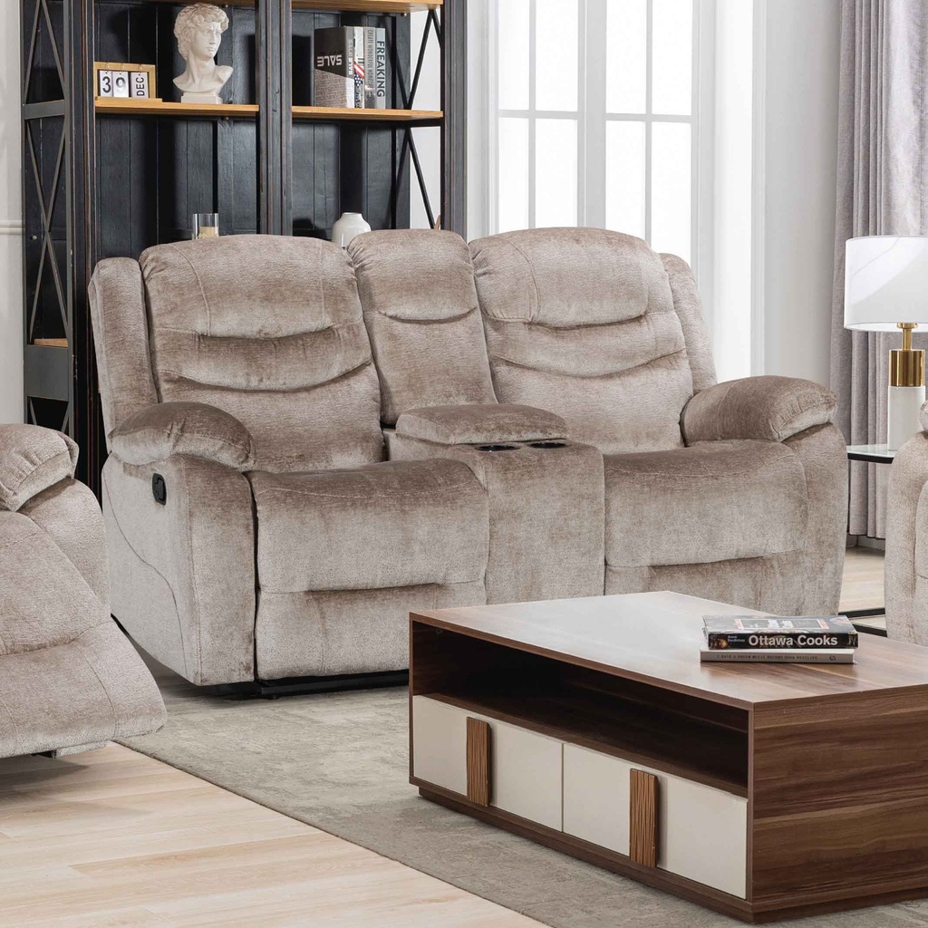 SOFA RECLINABLE TELA CX053B-52D# 2 PUESTOS C/ PORTAVASOS