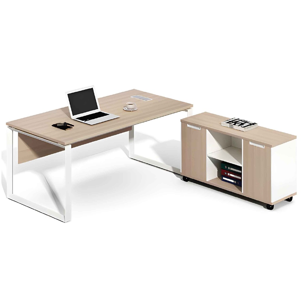 ESCRITORIO P/OFICINA KM-129# 160X80X75CM +LATERAL COLOR TP-309#+ BLANCO