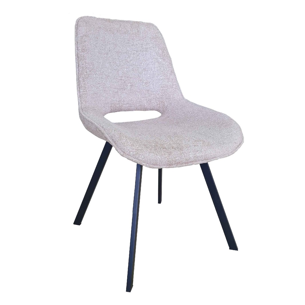 SILLA DE COMEDOR GDC2604Aa# COLOR UF890-28 BEIGE#  PATAS DE METAL NEGRO