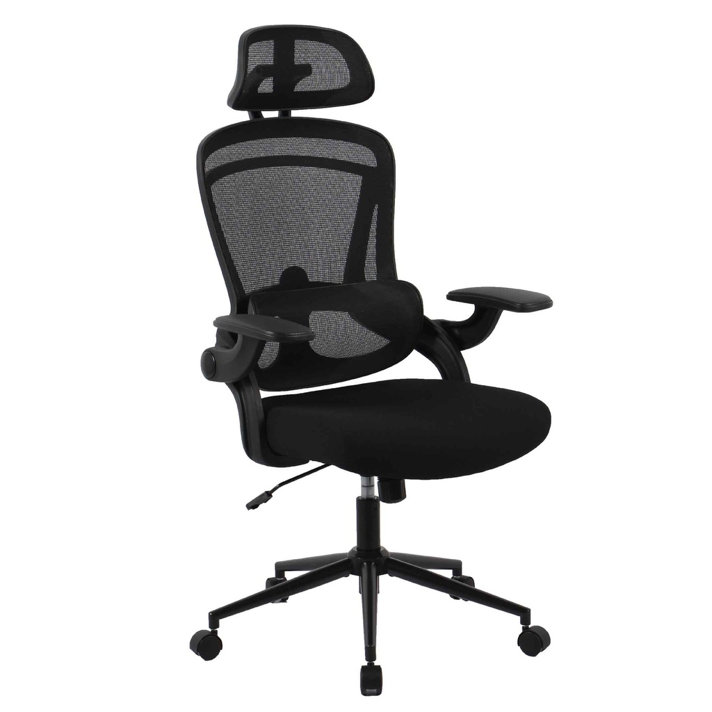 SILLA OFICINA HLC-3789F# RESP/MALLA NEGRA CABEZAL/BRAZOS