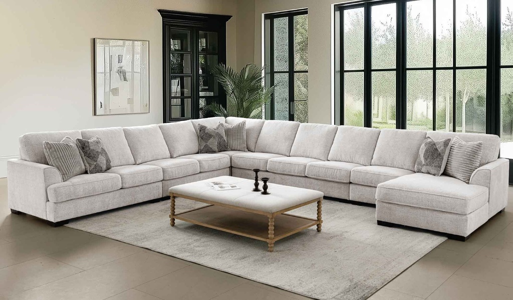 SOFA TELA L* XF64902RHF# 2 SEATER LEFT ARM+ CORNER + 1 SEATER ARMLESS + 2 SEATER ARMLESS + 3 SEATER ARMLESS + CHAISE# GRIS S22507A-2# 6PCS