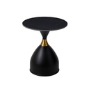 MESITA ESQUINERA T25H# REDONDA PIEDRA SINTERIZADA NEGRA 50X56CM BASE METAL NEGRA 2CJ