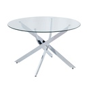 MESA COMEDOR VIDRIO DT7003# REDONDA 120X75CM BASE METAL 2CJ