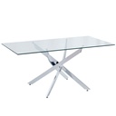 MESA COMEDOR VIDRIO DT7003# RECTANGULAR 160X90X75CM BASE METAL 2CJ