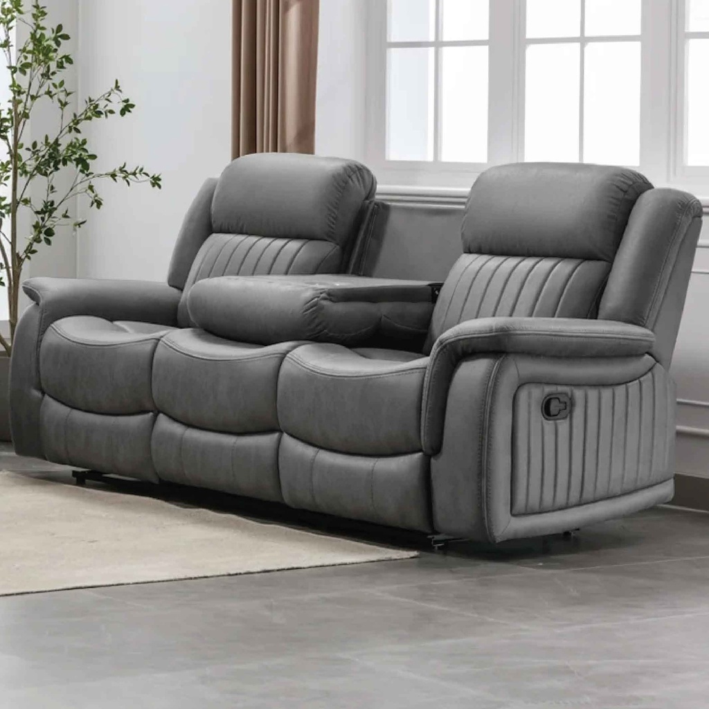 SOFA RECLINABLE TELA CX076A-53B# 3 PUESTOS C/ PORTAVASOS
