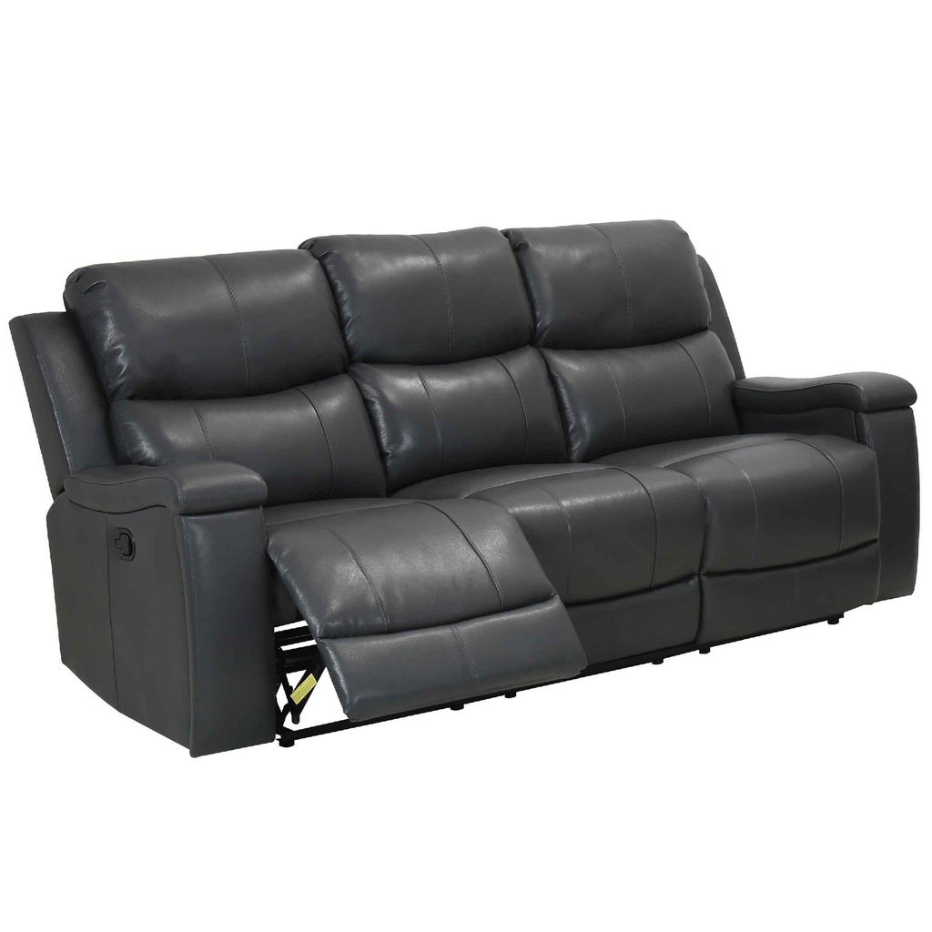 SOFA RECLINABLE CUERO/VINIL RR5064AY53D# 3 PUESTOS GRIS OSCURO F126# CON PORTAVASOS DESLIZABLES