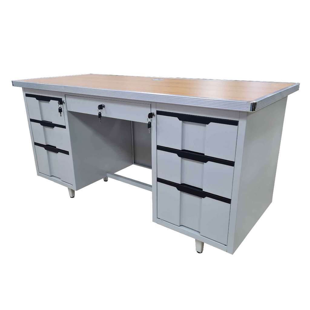 ESCRITORIO P/OFICINA METAL OD-B2C-B# 7047# 2363# GRIS/MADERA 140X60X75CM