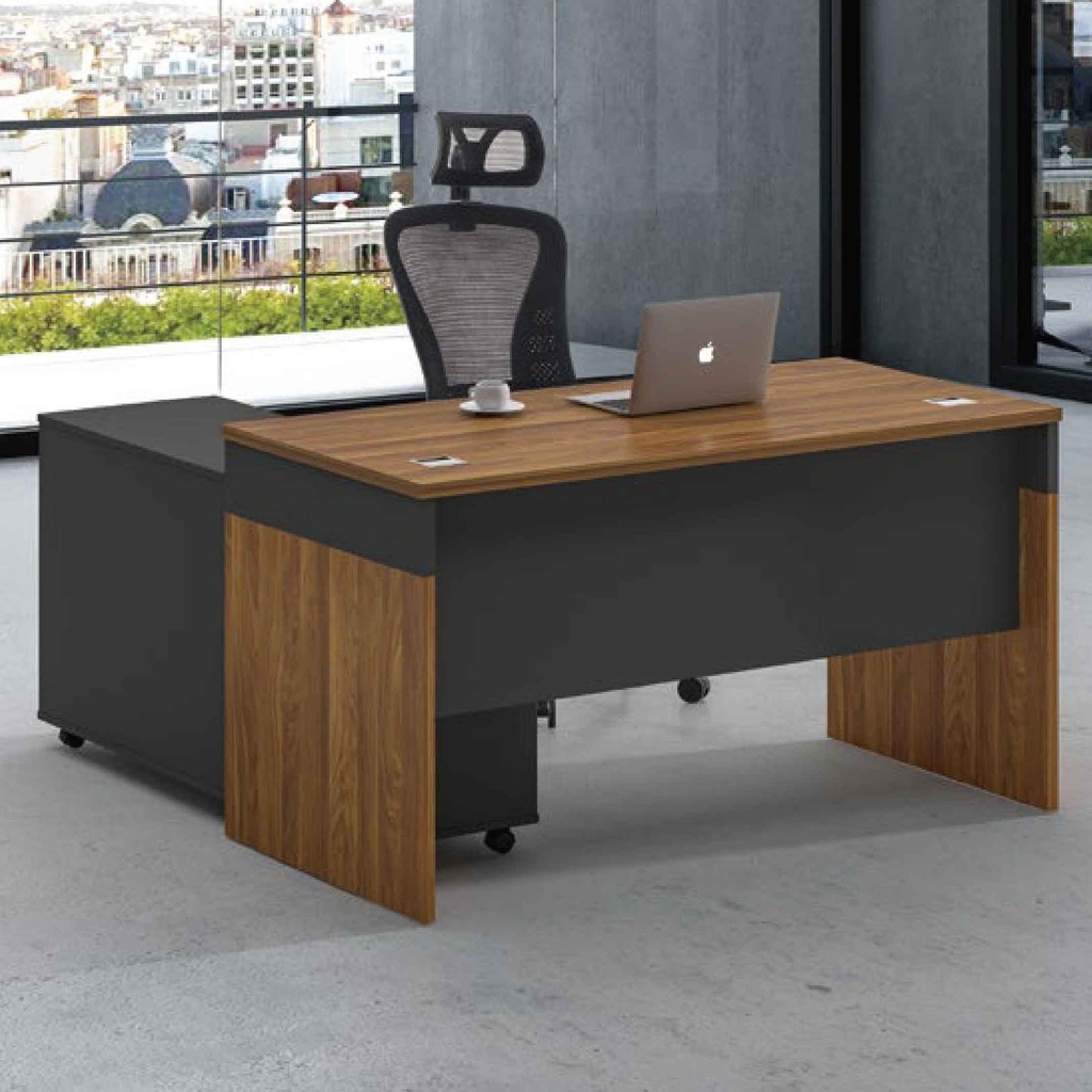 ESCRITORIO P/OFICINA KM-117R# 180X90X76CM+ LATERAL DERECHO# COLOR TP-904#+GRIS 2CJ