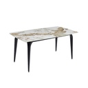 MESA DE COMEDOR RECT DT7051# PANDORA# 160X90X75CM PIEDRA SINTERIZADA PATAS METAL NEGRA 2CJ