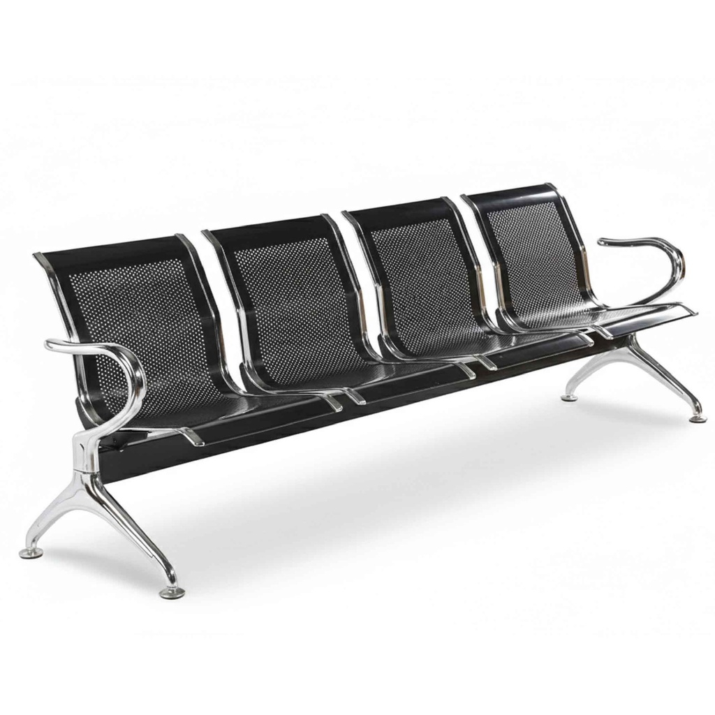 SOFA OFICINA METAL W9604-4# 4 PUESTOS NEGRO TODO METAL 3CJ