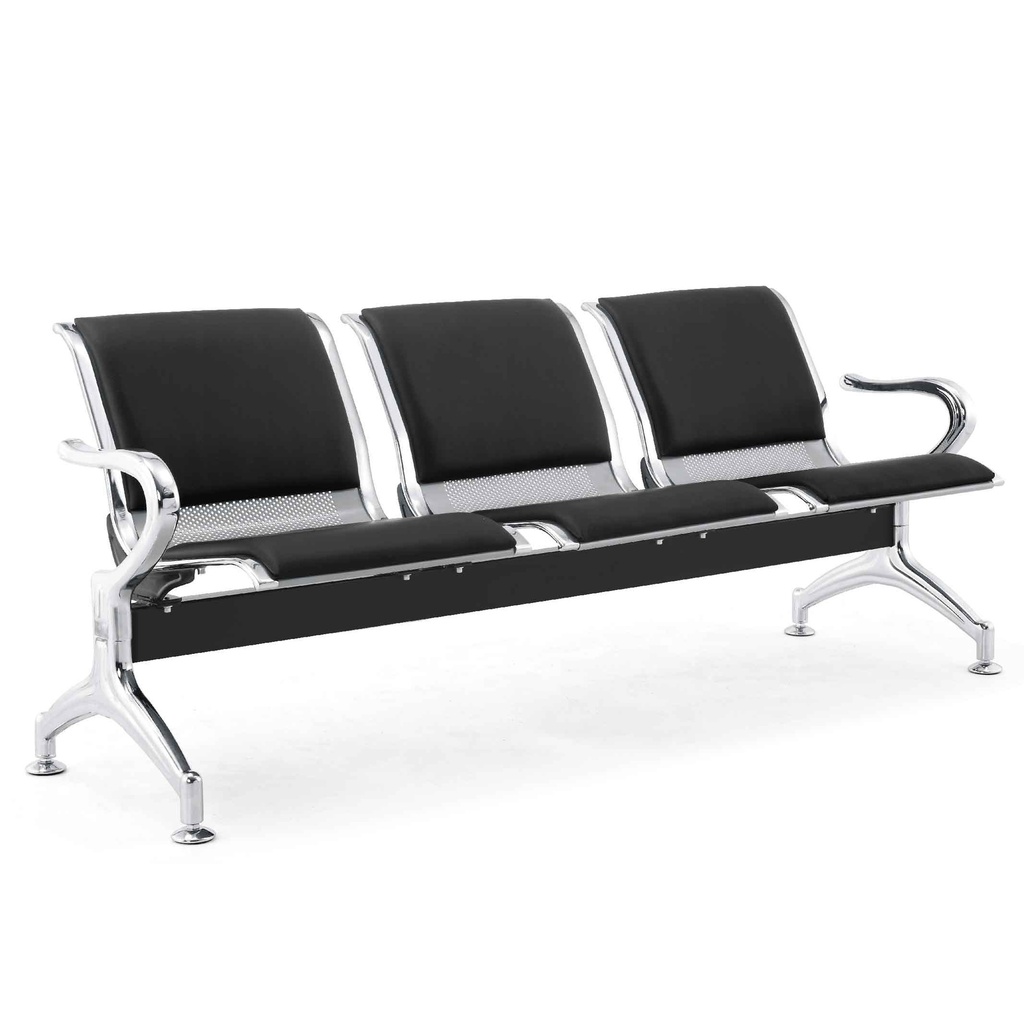 SOFA OFICINA METAL/VINIL W9604C-PVC-3# 3PT GRIS/NEGRO CENTRO METAL 3CJ