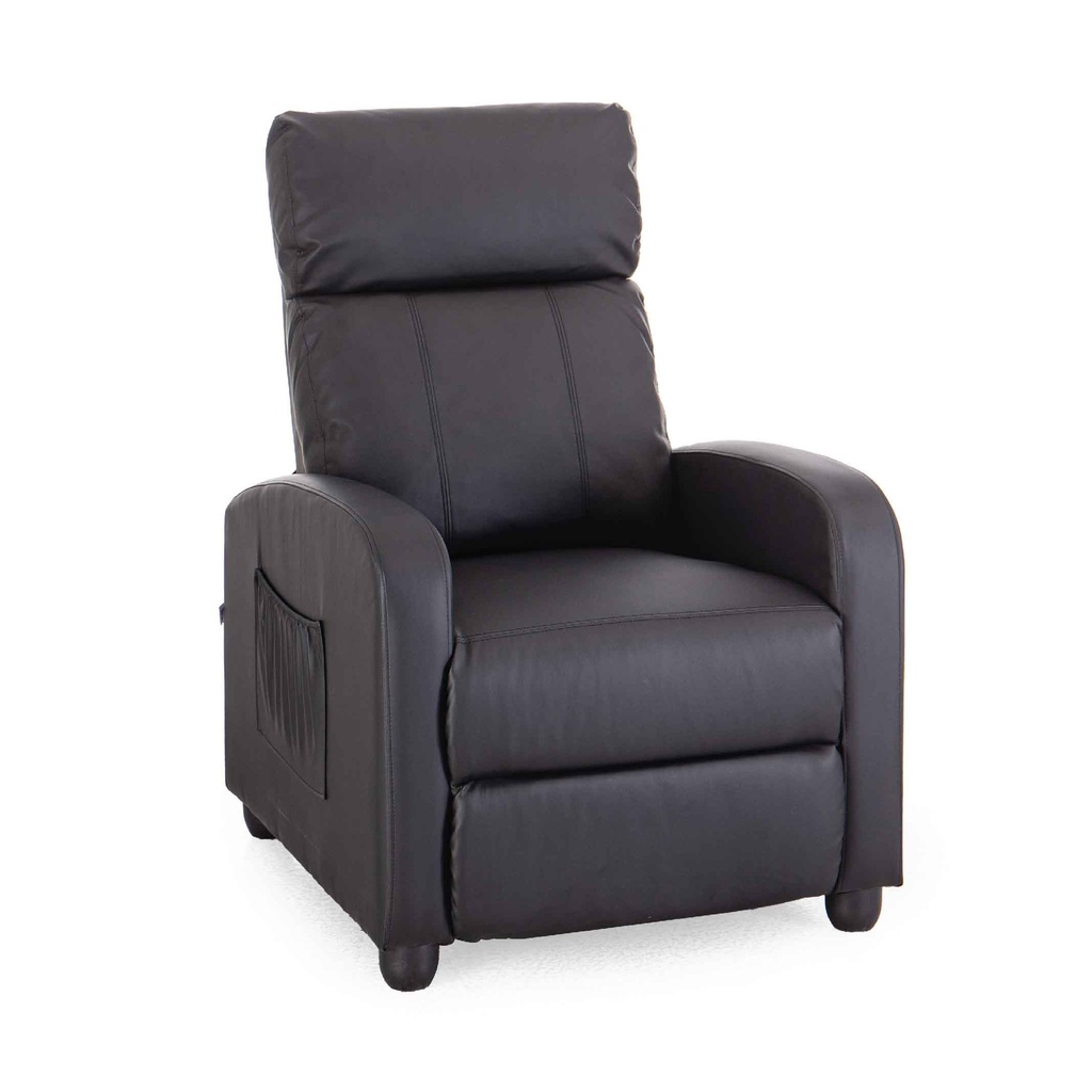 SOFA RECLINABLE VINIL 700-143V90BK# BLACK# 1PUESTO