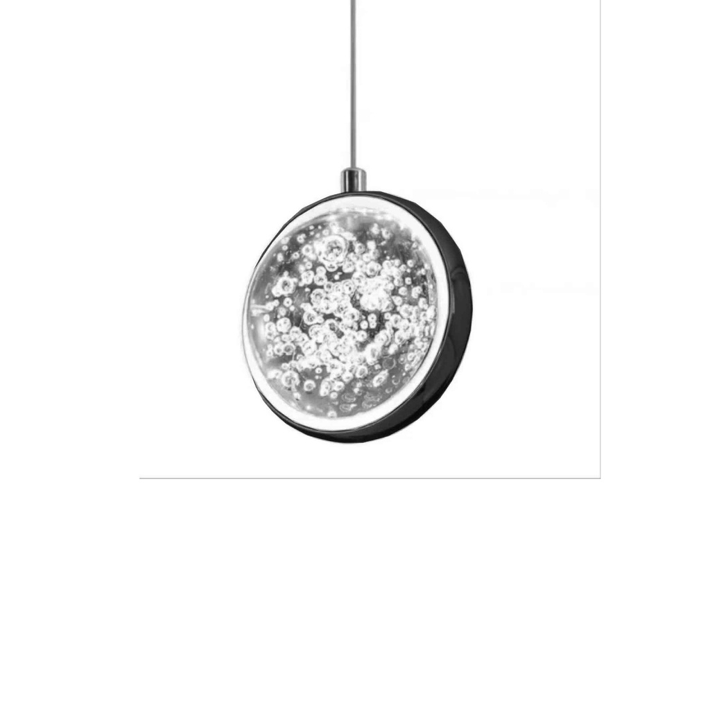 LAMPARA COLGANTE 6703/1BK# BLACK ALUMINIO+CRISTAL LED 