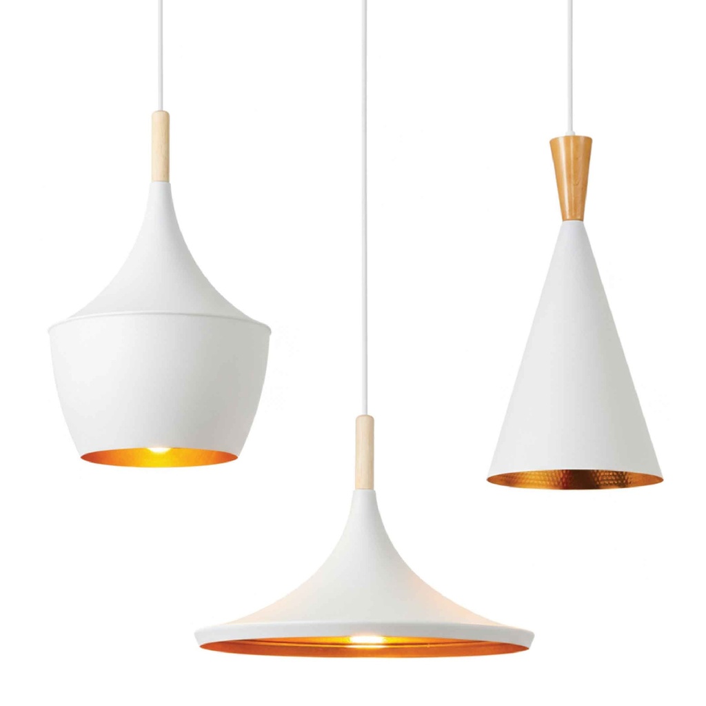 LAMPARA COLGANTE 7720/3# WH+GD20 ALUMINIO 185X400 / 240X350 / 360X240MM ROSCA 