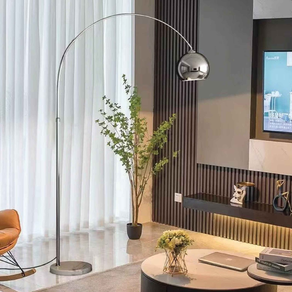 LAMPARA DE PISO ML611# METAL SILVER BASE MARMOLINA ROSCA 3CJ