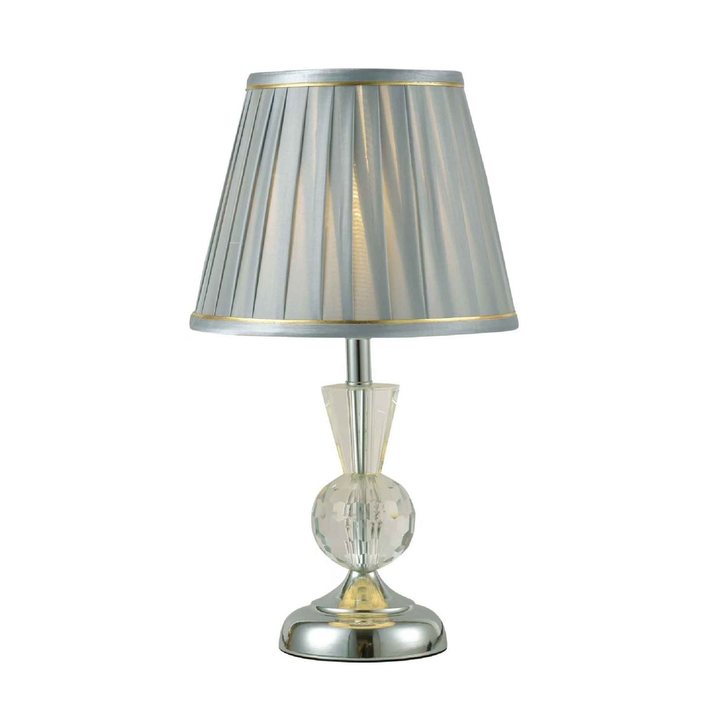 LAMPARA DE MESA 80909# METAL+SILVER CRISTAL PANTALLA+SILVER ROSCA 2CJ