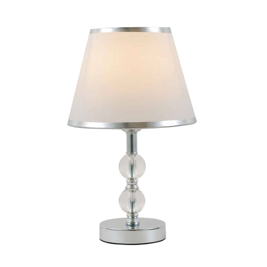 LAMPARA DE MESA 80897# METAL+SILVER CRISTAL PANTALLA+SILVERROSCA 2CJ