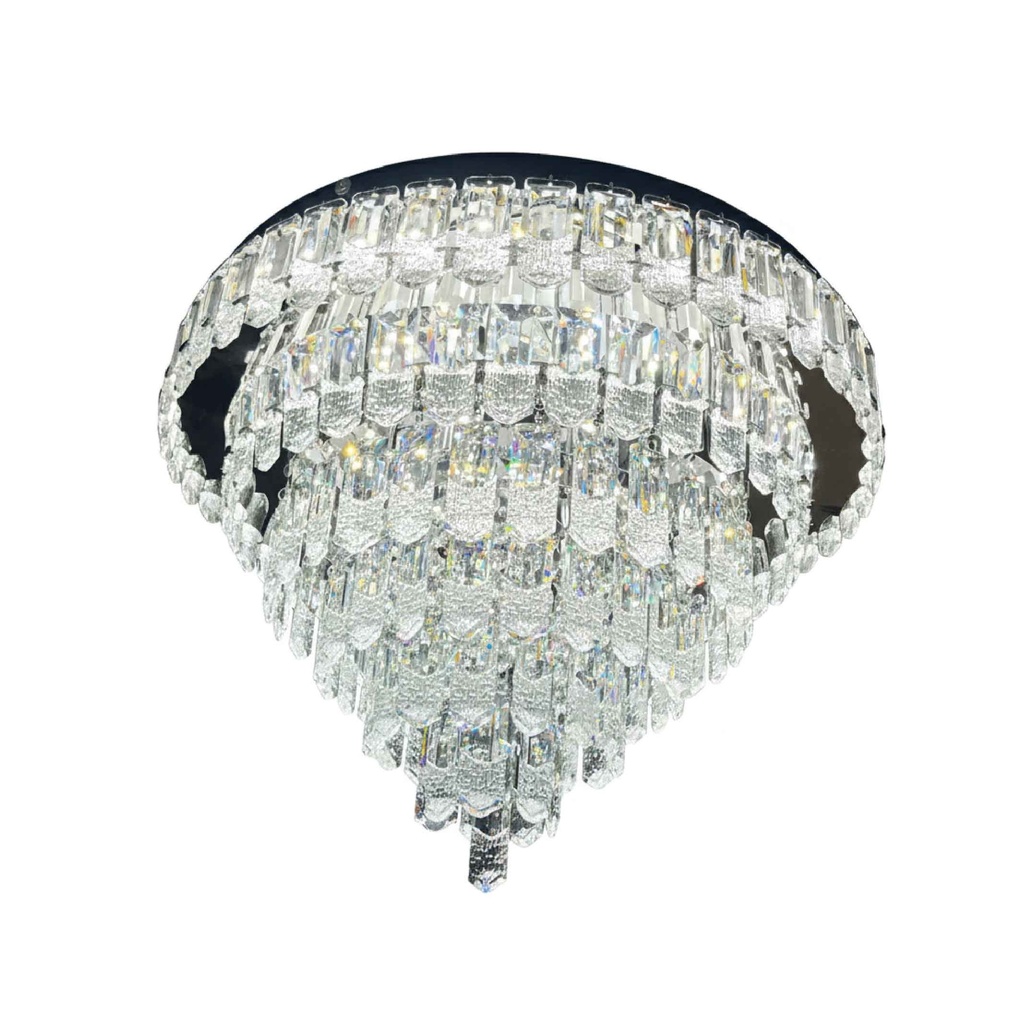 LAMPARA DE TECHO E25# 500MM REDONDO ACERO INOX. CRISTAL REDONDO LED