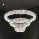 LAMPARA COLGANTE 50401/620+420+220# 620/420/220MM ACERO INOX. CRISTAL CONTROL REMOTO 240W LED