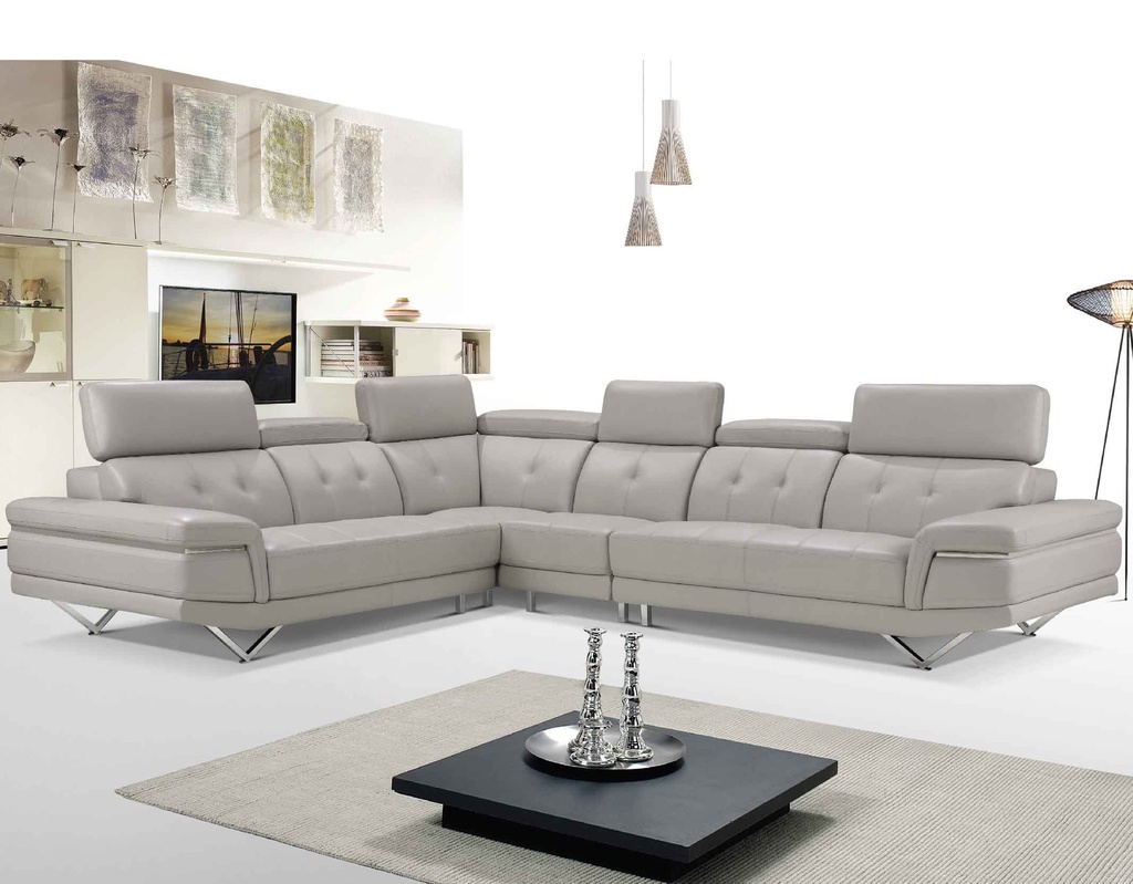 SOFA CUERO/VINIL L* FD2185D# 3P+1P+ESQ+3P GRIS 682# 4CJ+PATAS