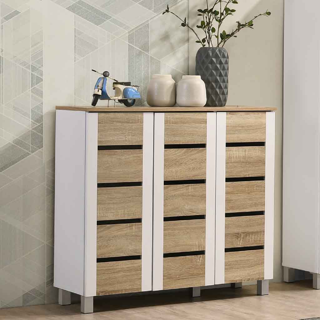 ZAPATERA 19-SC21#  SC21GINNY # 3 PUERTAS NATURAL 90X32X87CM