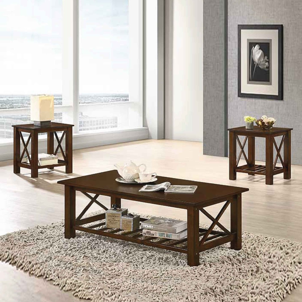 JUEGO DE MESITAS SF07 (1+2)# CENTRO 120X60X44CM# + 2 ESQUINERA 50X45X53CM# COLOR ESPRESO