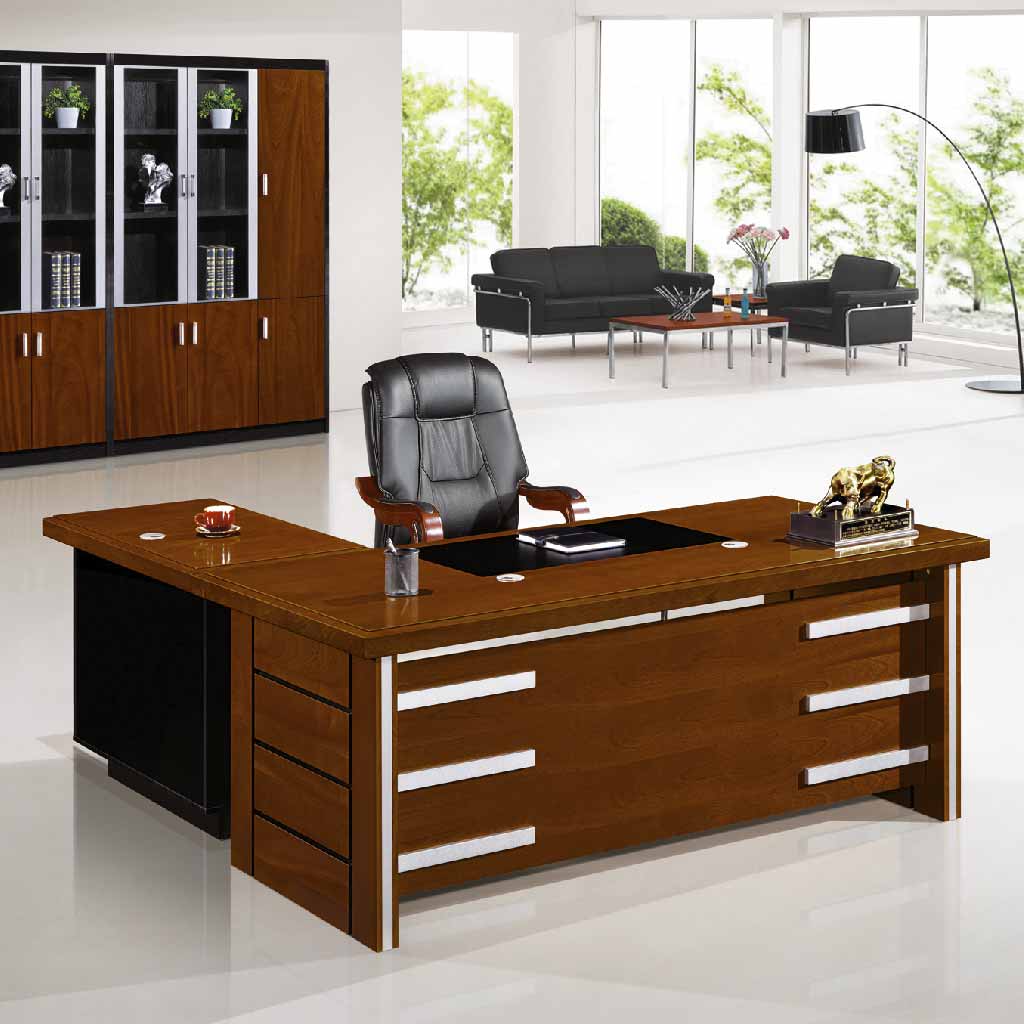 ESCRITORIO P/OFICINA A-013-1800# 180X85X76CM  CREDENZA+GAVETA WALNUT 6CJ