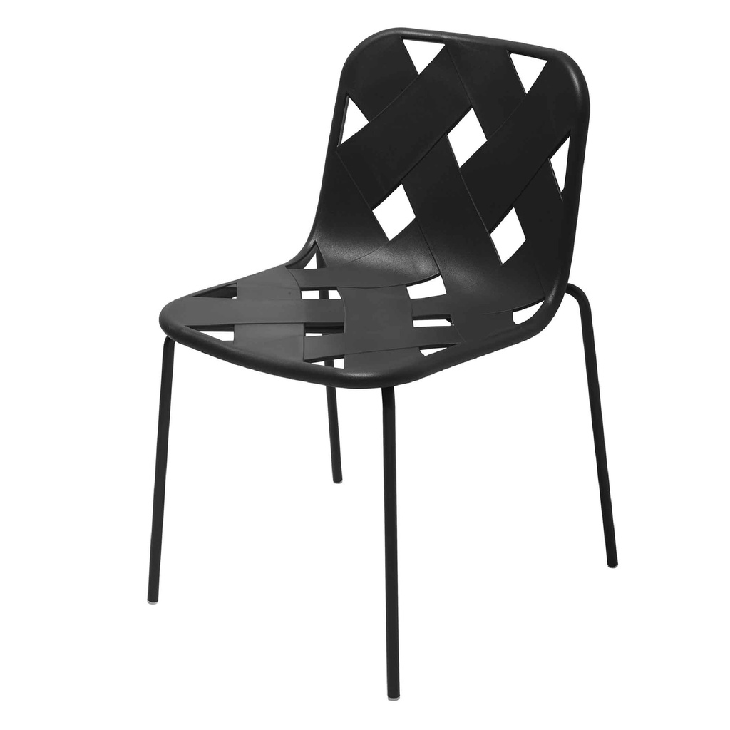 SILLA PLASTICA 275-CPP# ASIENTO COLOR NEGRO C/PATAS NEGRAS DE METAL