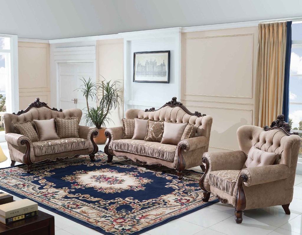 SOFA TELA B903# 1+2+3 MARCO MADERA TELA COLOR CHOCOLATE