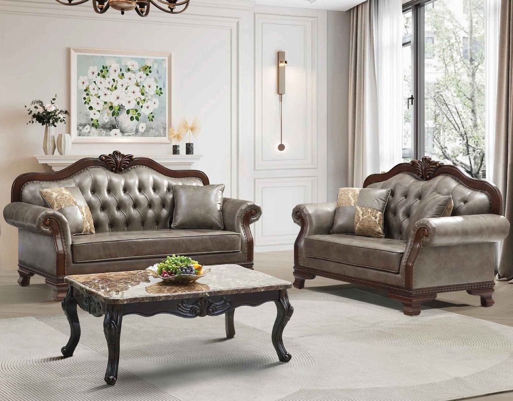 SOFA TELA B9528# 2+3 MARCO MADERA COLOR GRIS NOAH-5#