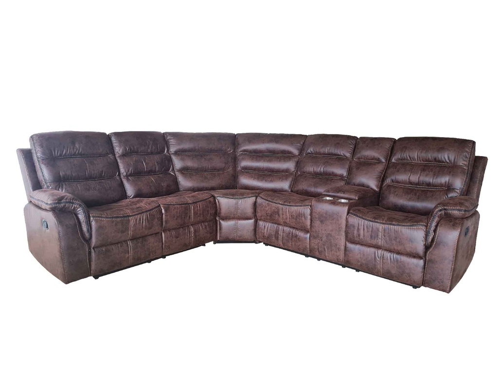 SOFA RECLINABLE TELA OVALADO CX057A-52L+CX057A-01+CX057A-52RD# COLOR TJ-022# DARK BROWN (YCY1610-24)