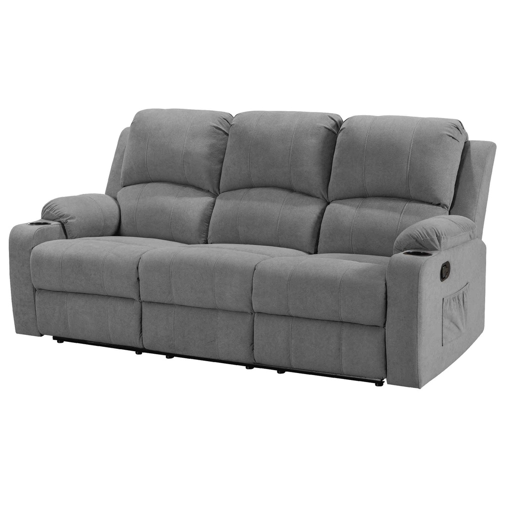 SOFA RECLINABLE TELA CX035A-53# 3PUESTOS C/ PORTAVASOS