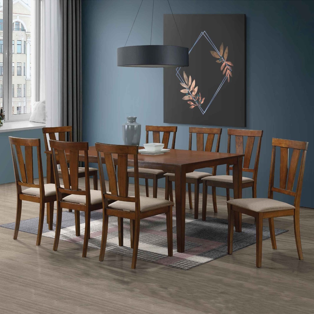 COMEDOR RECT AC4327T-005# 200X100CM +8 SILLAS AC4328SC# AC BK HOME 71452#  TELA XI-03# 5CJ