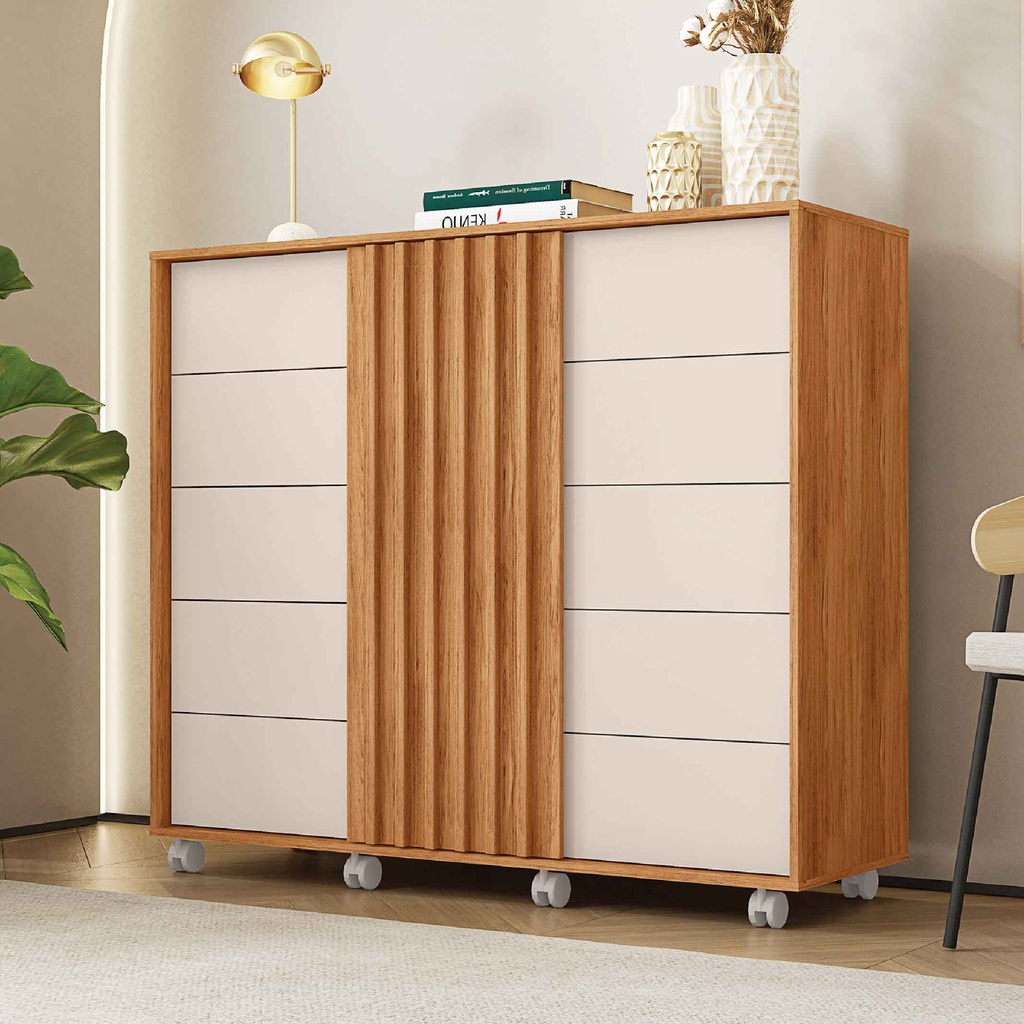 GAVETERO PEGASUS 1.36# 5/GV+1P # FREIJO/OFF-WHITE #136X45X117CM