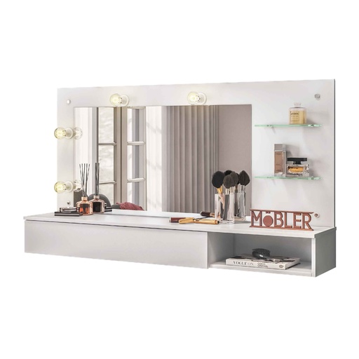 PEINADORA AEREA LUMIERE# 3003031# C/ESPEJO 511# BRANCO FOSCO# 135X30X76CM 1GV (NO INCLUYE FOCO)