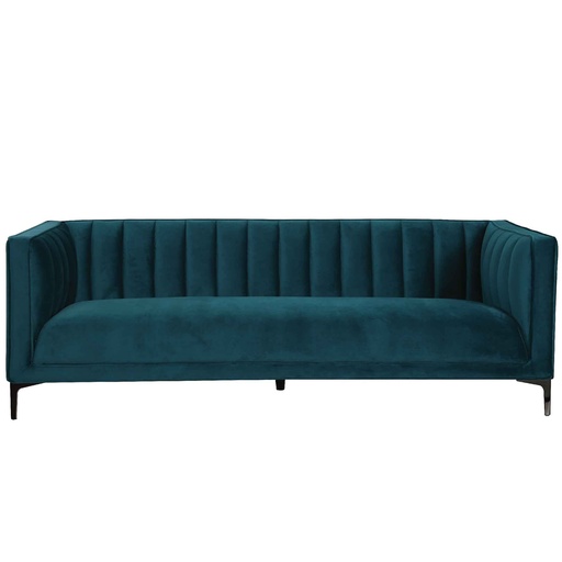 SOFA TELA 5016-3# 3 PUESTOS VELVET GREEN-D305# PTA/METAL# C/2 COJIN