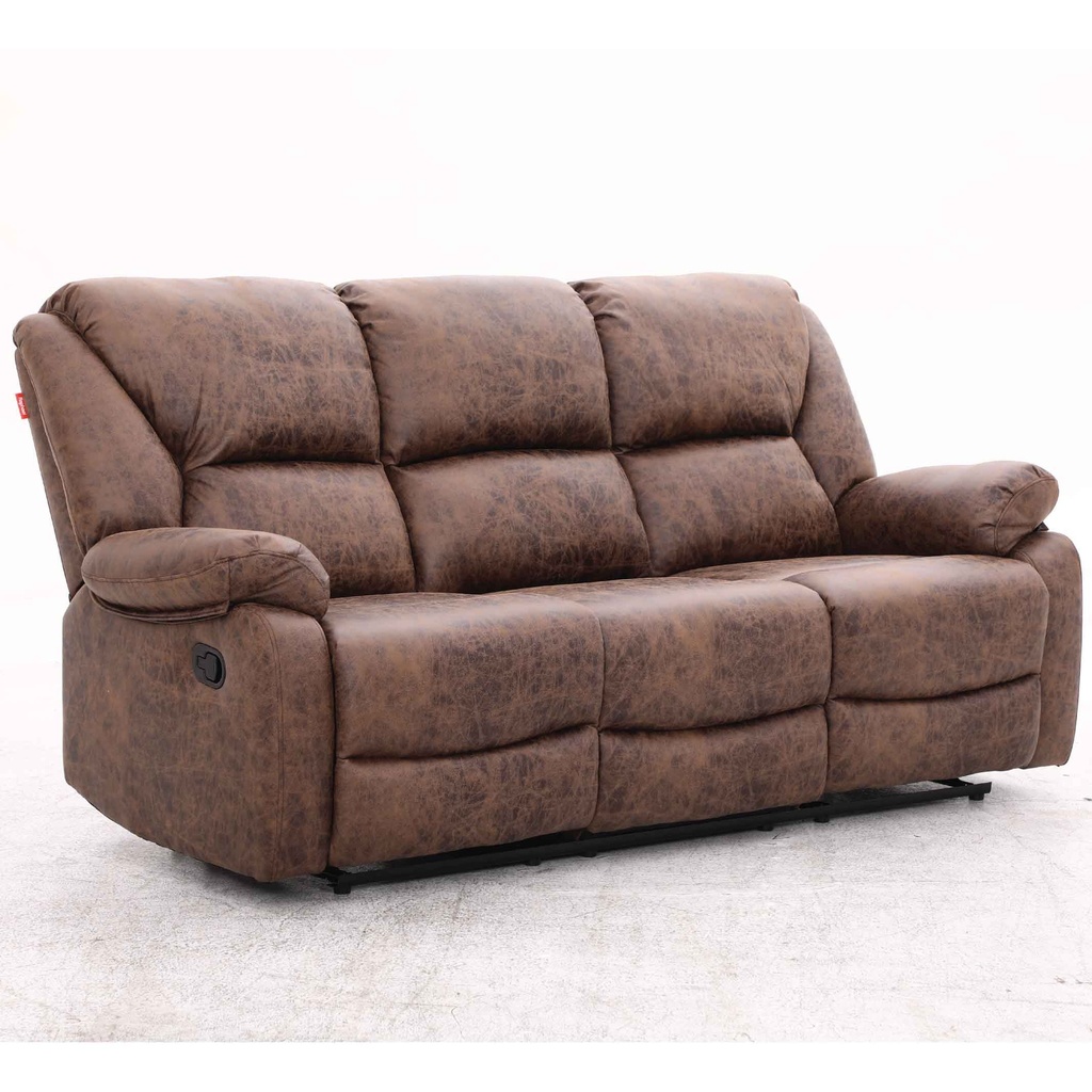 SOFA RECLINABLE TELA RR5619AF53D# 3 PUESTOS BROWN-J146# C/ PORTAVASOS