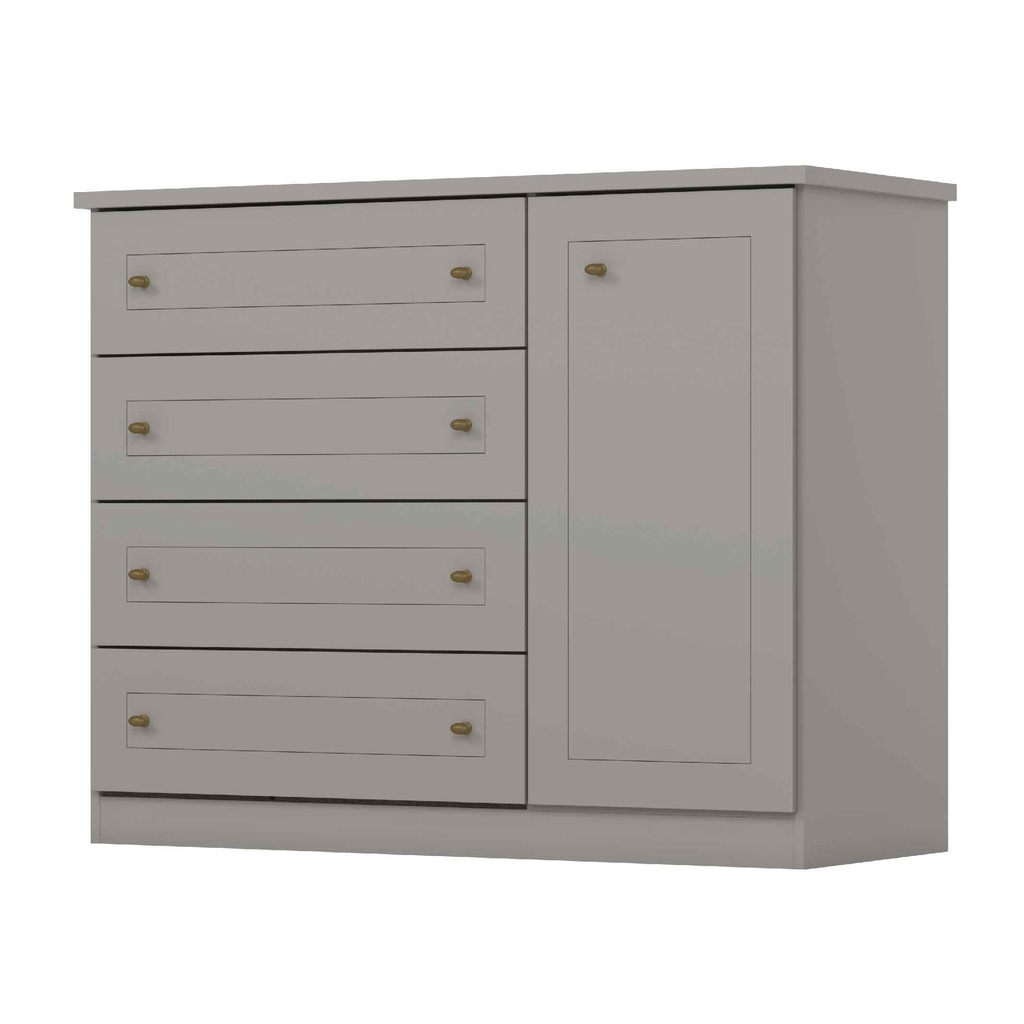 GAVETERO AMERICANO# D715-131# GRIS 4GV/ 1PTA 101X126X51CM