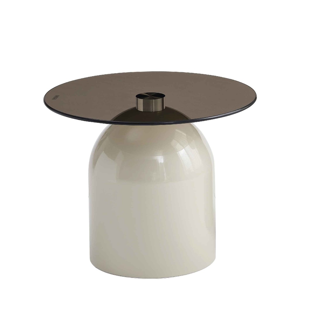 MESITA ESQUINERA AY-28# CAMEL GREY VIDRIO TEMPLADO/BASE DE METAL 50X40CM 2CJ