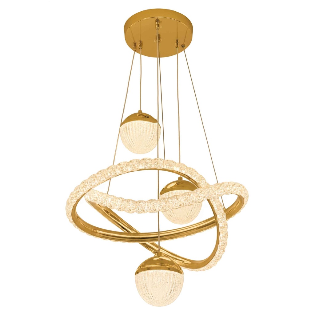 LAMPARA COLGANTE A670-1+3# ALUMINIO DORADO LED