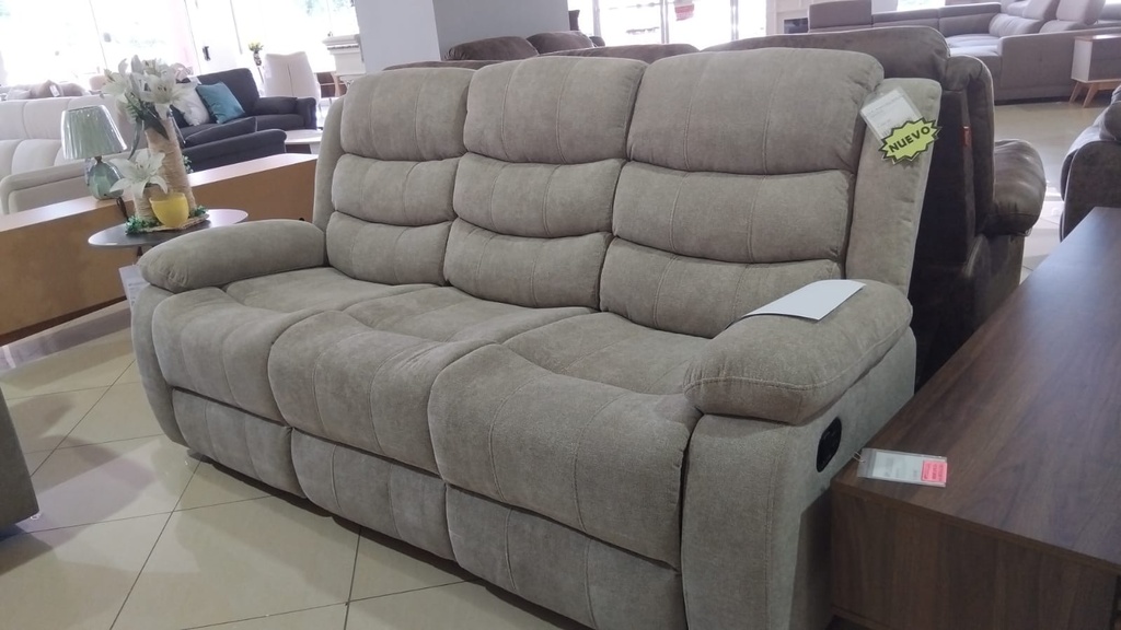 SOFA RECLINABLE TELA CX092A-53# 3 PUESTOS  AS1128-37 MOCHA#