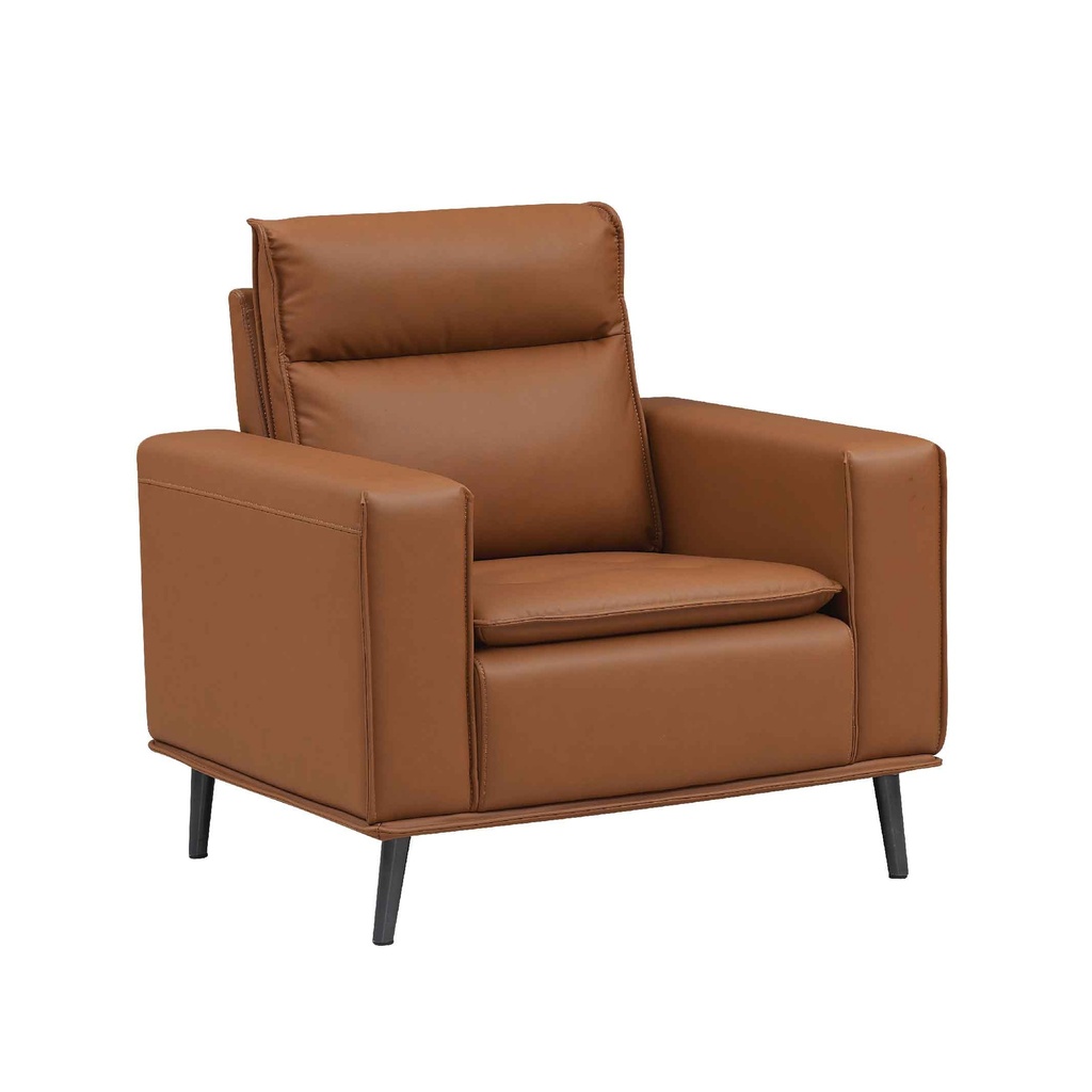 SOFA OFICINA VINIL XP-250# 1 PUESTO BROWN# PATAS METAL NEGRO
