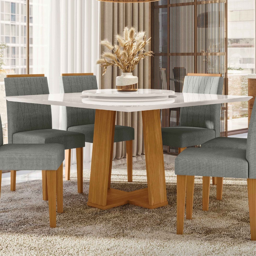 MESA RCT DE COMEDOR VALENCIA# COLOR 964 YPE/OFF WHITE# 135X135CM