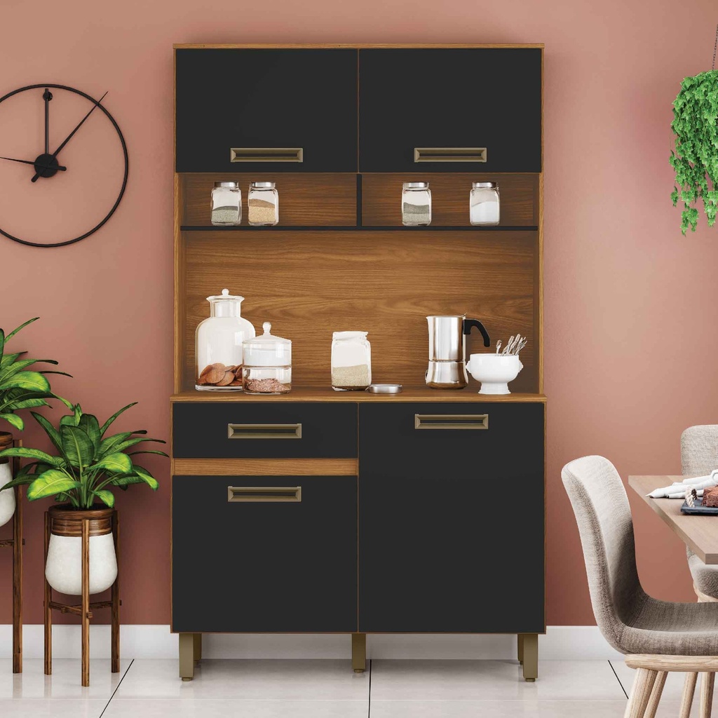 KIT DE COCINA COMPACTA# B109-215# NATURE/OFF BLACK 180X105X38CM