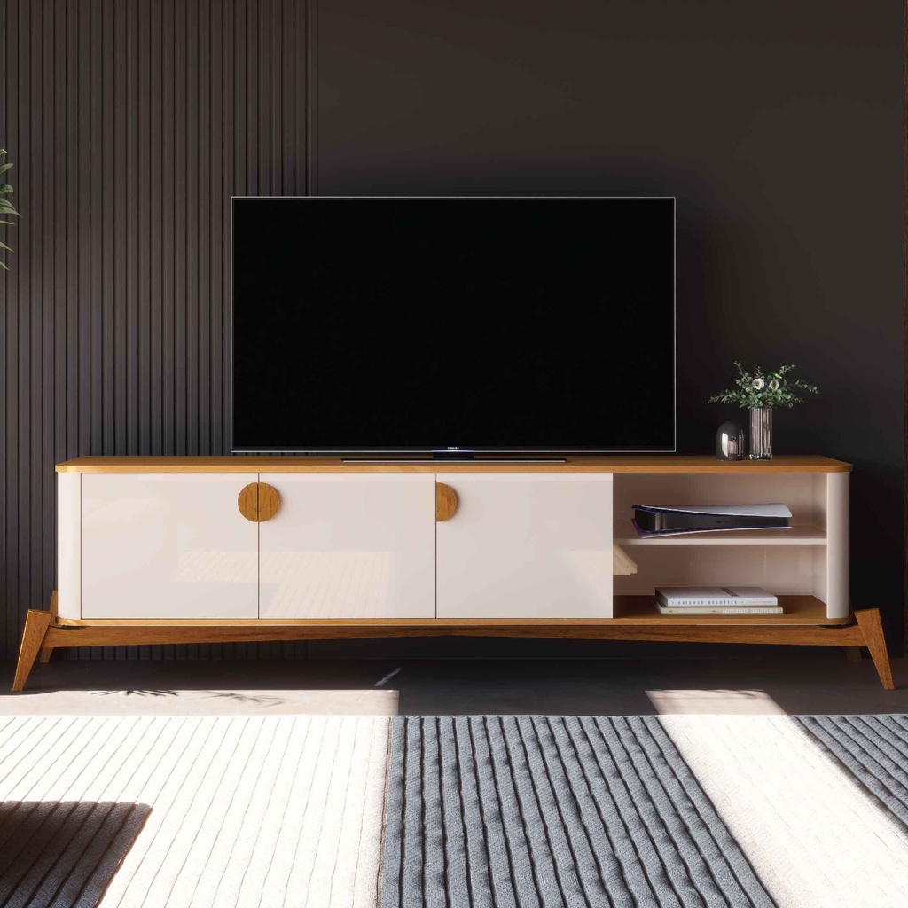 GABINETE P/TV BURITI# 31992# OFF WHITE/NATURE 195X43X54CM 3PUERTAS 2CJ