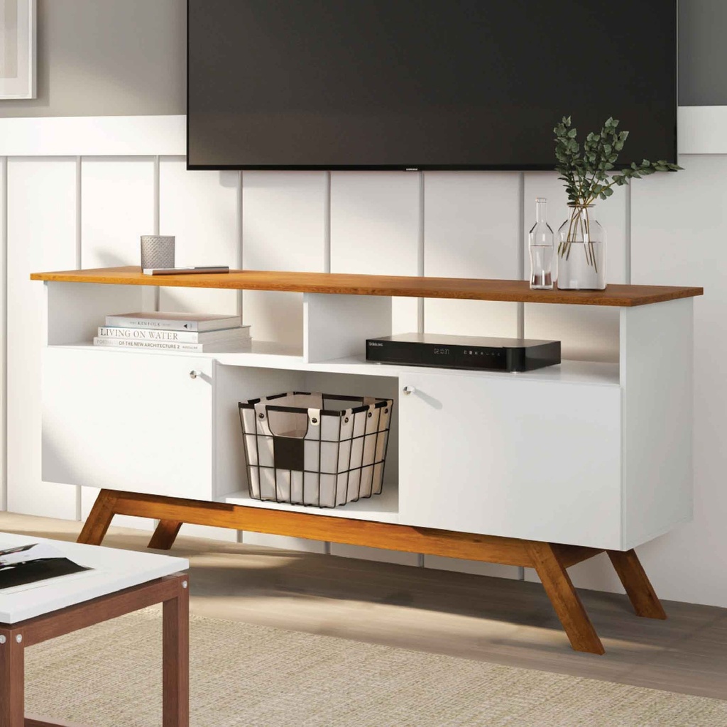 GABINETE P/TV AMSTERDA II# 1469# BLANCO/NATURE 140X42X69CM 2PUERTAS