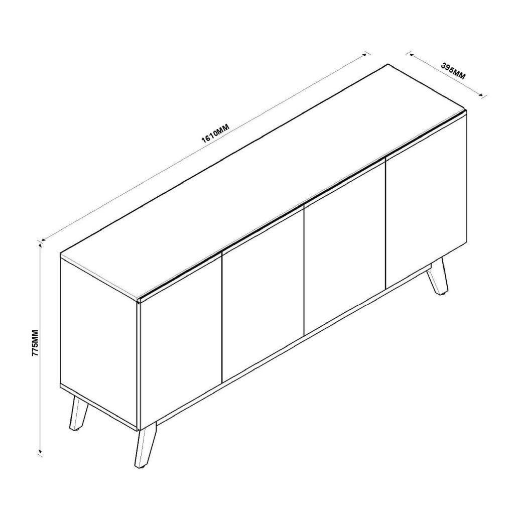 BUFETERO ARES# 1185# BLANCO/NATURE 4PUERTAS 164X41X77CM