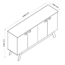 BUFETERO ATLANTA# 1225# NATURE 4PUERTAS 164X41X77CM
